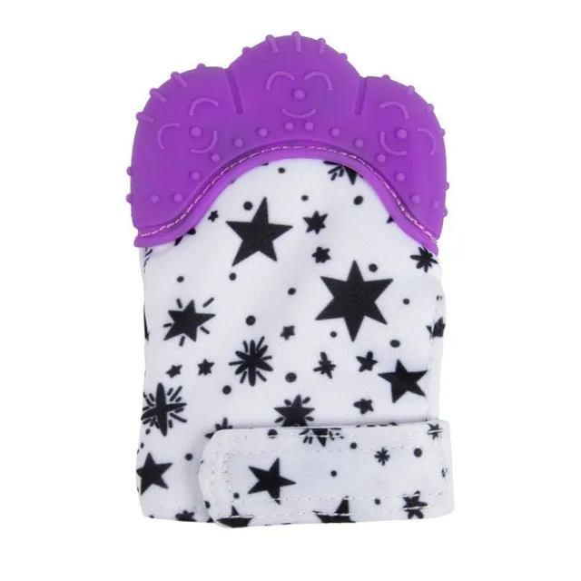 Detská silikónová rukavice na hryzenie smile-purple