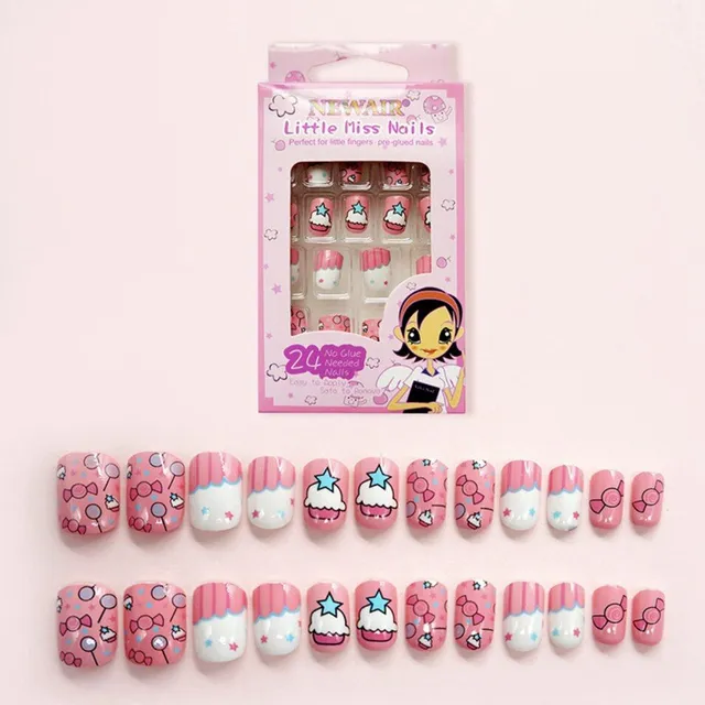 Modern short artificial nails for children