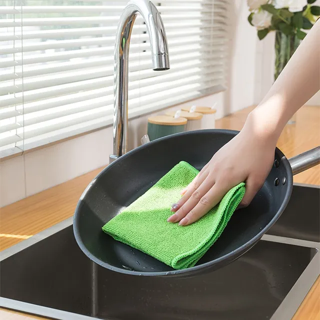 Mikrovláknové uteráky na čistenie, opakované použitie, bez vlasov, domácnosť a kuchyňa, náhodná farba