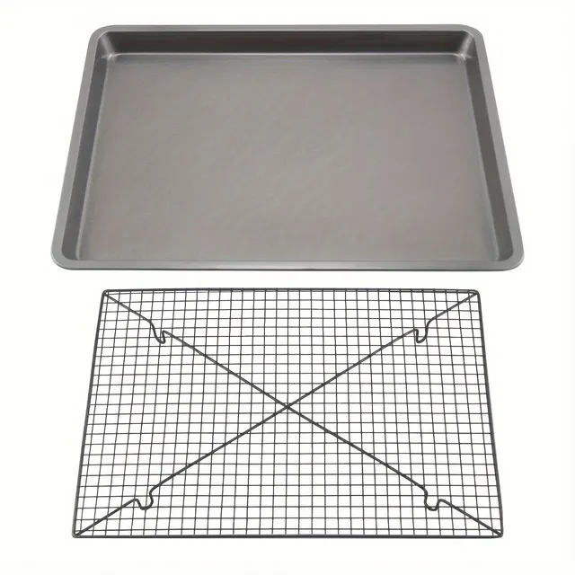 Set of baking sheet and stainless steel cooling grate