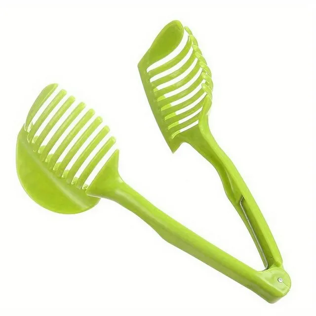 1 pc holder for cutting tomatoes, lemon slicer, round tools for cutting vegetables for fruit, hand multipurpose pliers, kitchen apparatus (green)