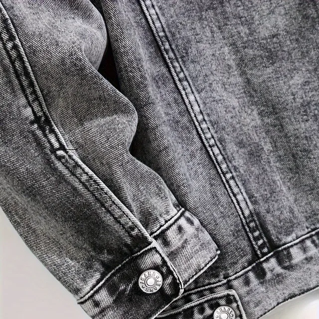 Male denim jacket in street style with pocket on chest