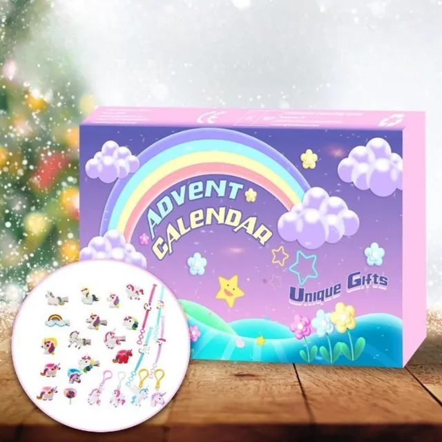 Cute Christmas advent calendar with Unicorn motif
