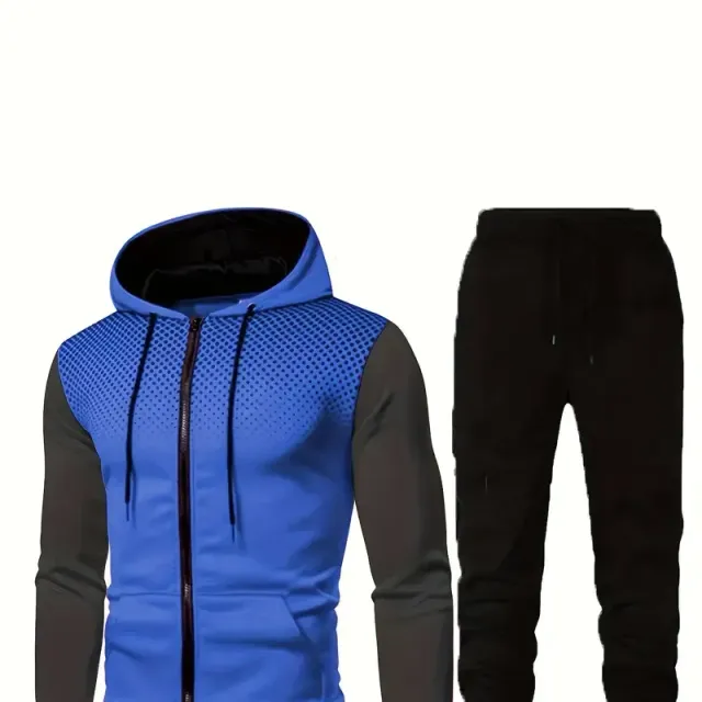 Classic Men's Athletic Kit Two-piece Wardrobe Sets Common Mikins Na Zip With Long Sleeve Kit Set with Hood and Jogging Pants Pro Exercise in Gym Run