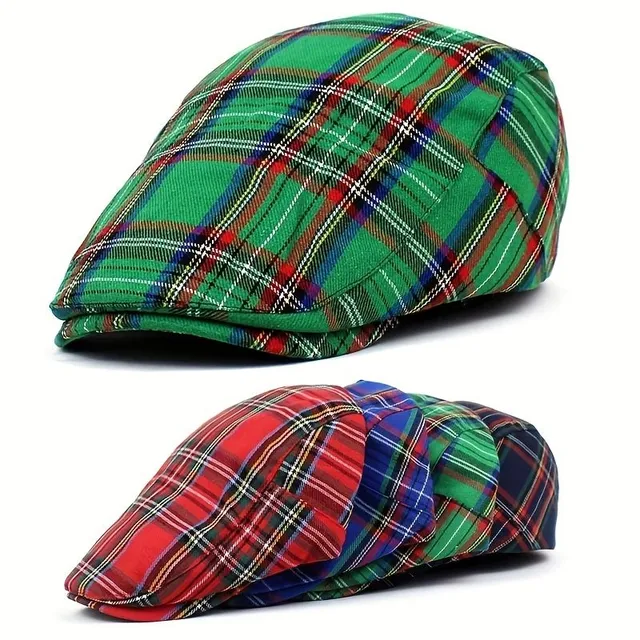 Men's beret - fashion cap in British plaid pattern - hat for stylish men