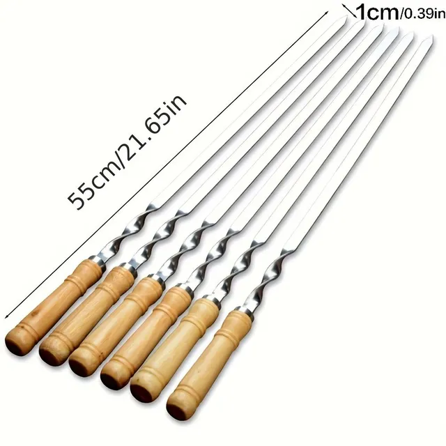 Universal barbecue skewers with wooden handle (55 cm) for barbecue