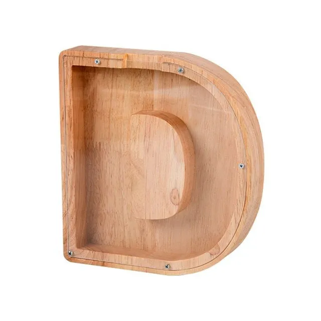 Luxury wooden letter-shaped cash box with glass front