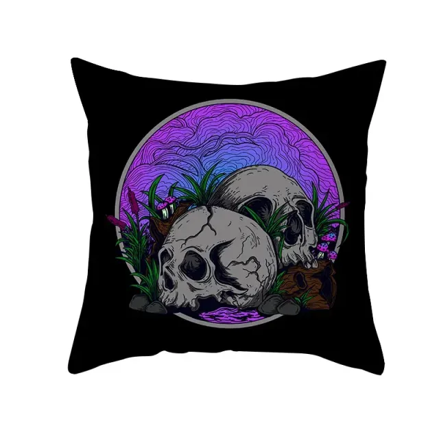 Autumn pillowcase with motive Sugar Skull for Halloween and Day of the Dead