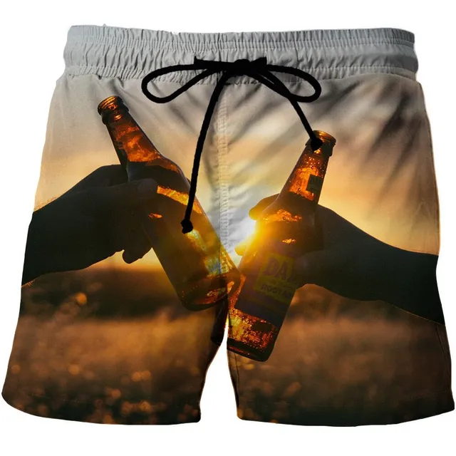 Shorts with original 3D printing for lovers of golden mocha Orange M