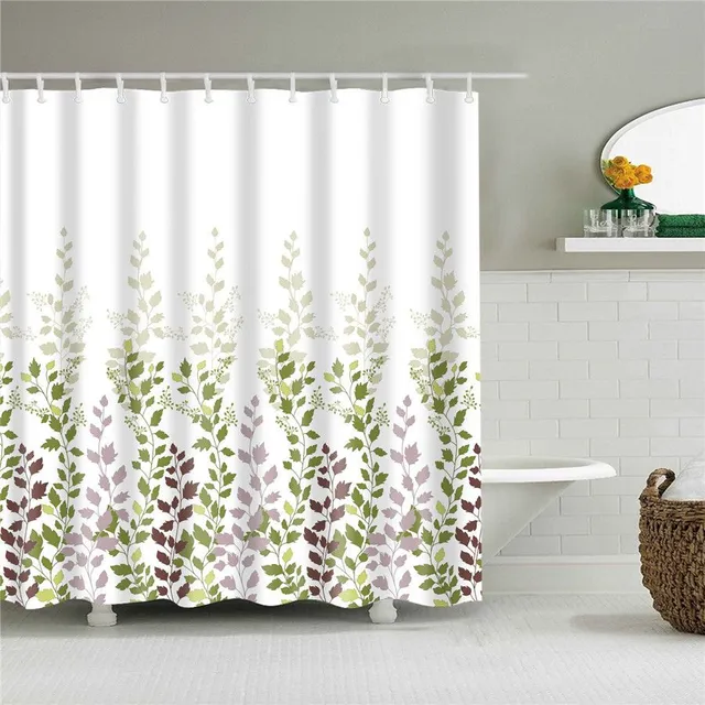 Practical bathroom curtain with flower motif