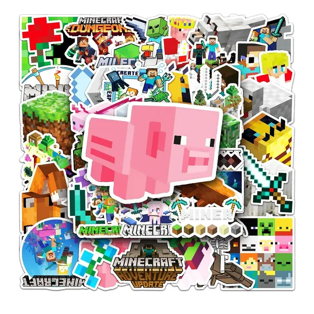 50 pcs stylish stickers with random motifs of the popular Minecraft game