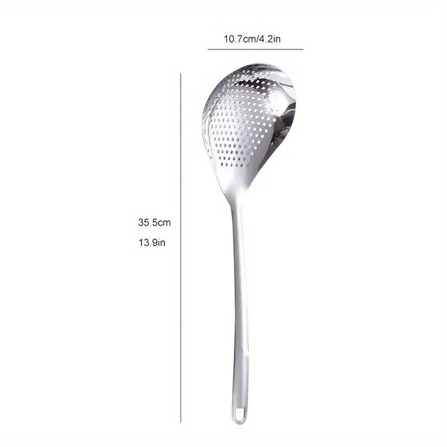 Stainless steel sieve and colander with perforated spoon