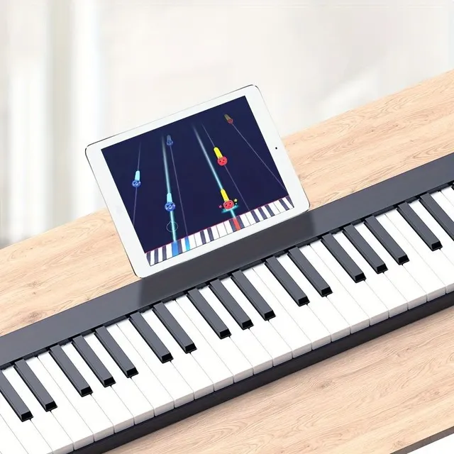 Compact smart piano with 61 keys - online music teaching, external audio and headphones, standard size, LED display, USB