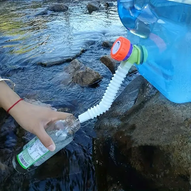 1 prenosná nádrž na vodu z PC s vodovodnou batériou, modrá plechovka na pitnú vodu pre kempovanie a outdoorové aktivity