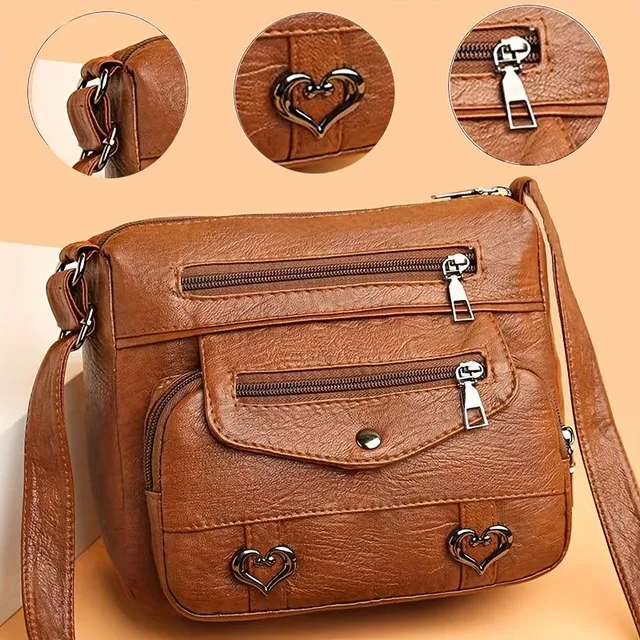 Elegant men's briefcase over shoulder made of soft PU leather - fashionable and practical