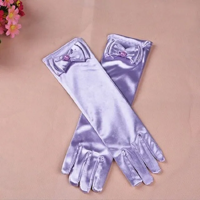 Children's satin gloves long