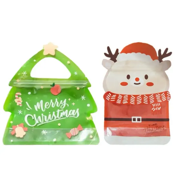 Set of 10 christmas candy bags in the shape of a tree or reindeer