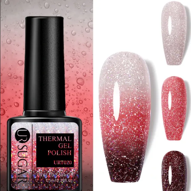 Temperature-responsive glitter gel varnish