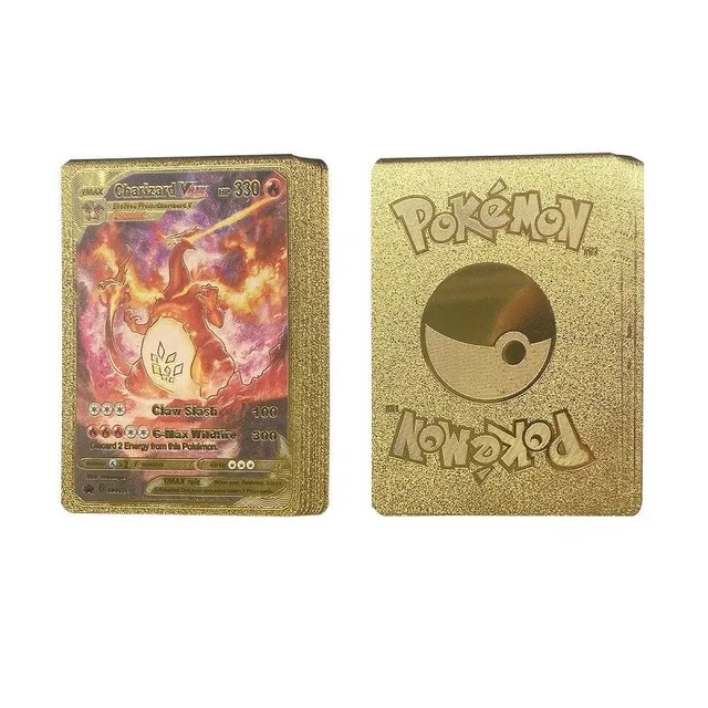 Paquet de cartes Pokémon VMax et VStar - Cartes Pokémon brillantes, cartes à collectionner, ensemble de cartes à jouer VMax en or, argent et noir, et cartes colorées VStar, 108 pièces