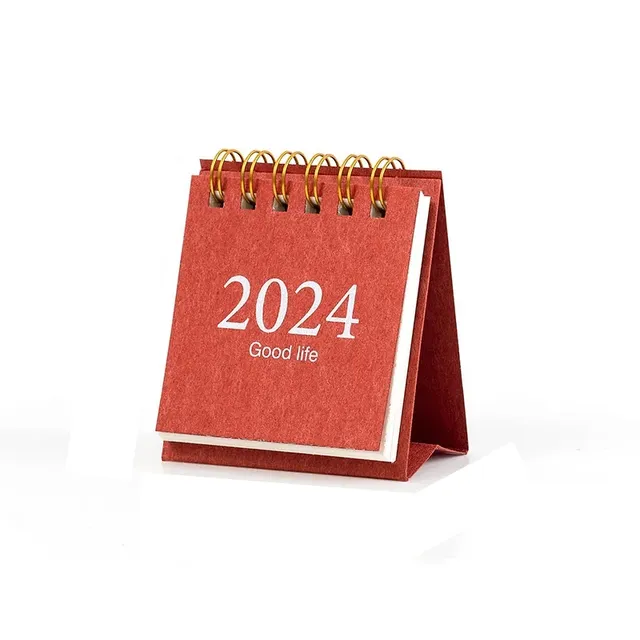 Mini Table Calendar 2024, portable creative notebook, decoration, small fresh chic table calendar, monthly planner for students and office supplies