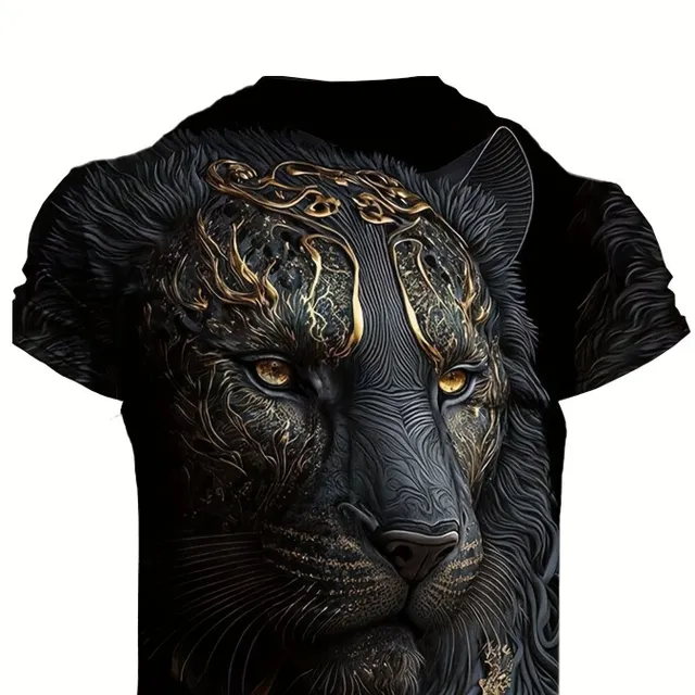 Men's stylish T-shirt with tiger pattern, casual, slightly elastic, breathable, with round neckline and short sleeves, suitable for walking around the city, meeting friends and outdoor activities