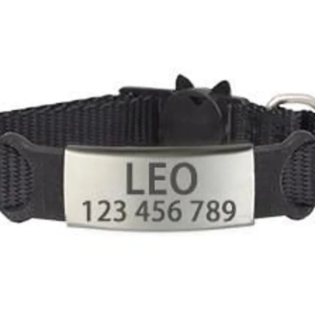 Cat collar with engraving space black-sliver