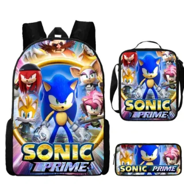 Children's school set with prints in Sonic themes