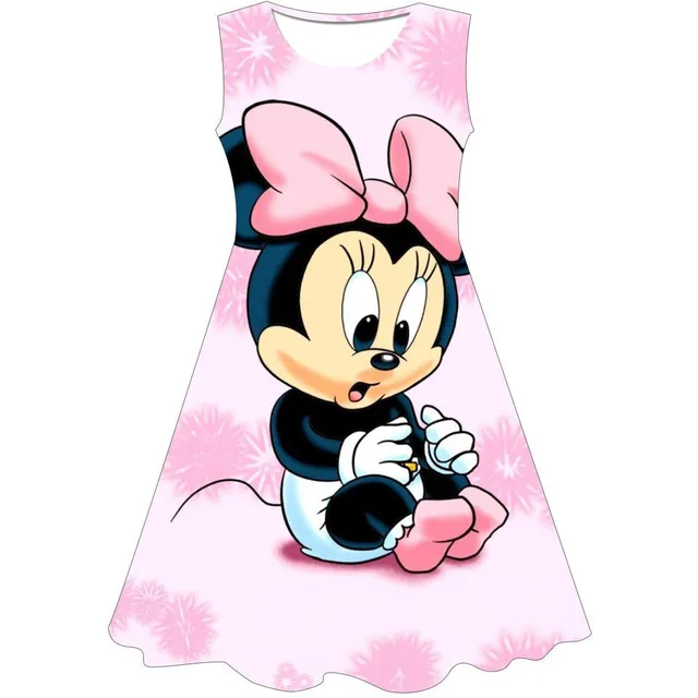 Girls sleeveless summer dress with the motif of the popular Minnie Mouse