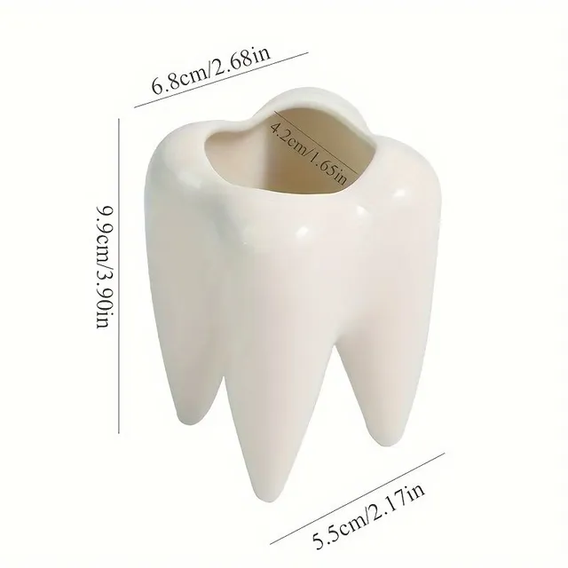 1 piece pot in the shape of teeth, small cute floral and plant container, mini ceramic flower pot, creative pencil holder