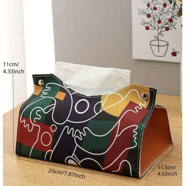 Practical handkerchief holder with storage space and abstract design