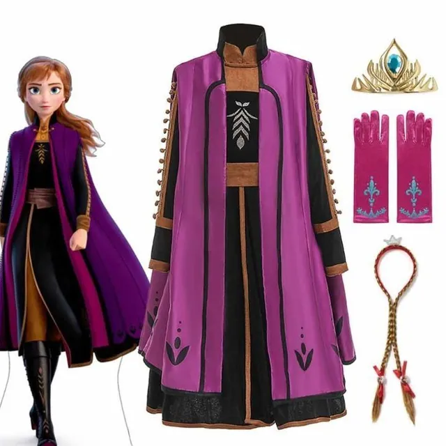 Costum de prințesă Anna - Frozen 2 pentru fetițe