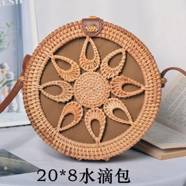 Rattan round handbag