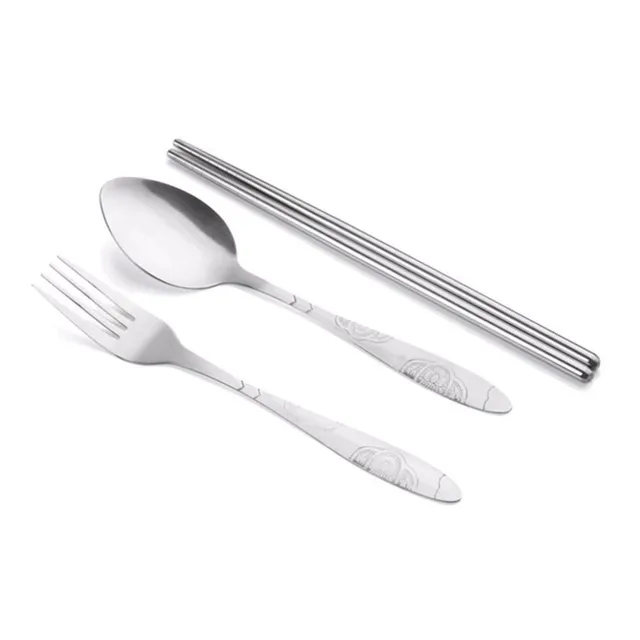 Travel set of stainless steel cutlery and chopsticks