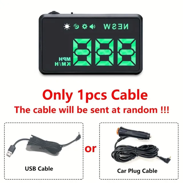 Head-up display H1 with windshield projector, digital tachometer, warning of speed crossing, automatic compass and navigation for all cars