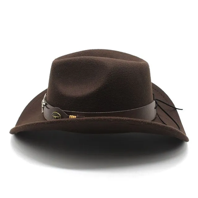 Luxusní unisex jednobarevný trendy luxusní westernový klobouk s ozdobou