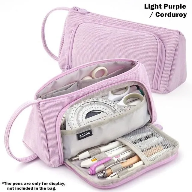 Coloured pencil case purple-corduroy
