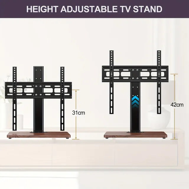 Universal TV Stand Table TV Stand For 26-55 inch LCD LED TV - 6 Level Height Adjustable TV Base Stand With Cable Management, VESA 400x400 Mm