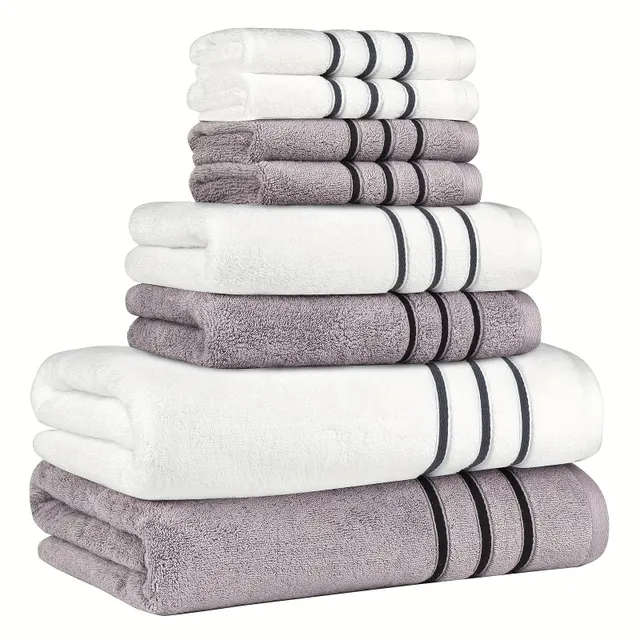 8pcs Soft Cotton Towel Set, Soft And Fluffy Towels Do Bathroom, 2 Bathroom Towels 28" X 55", 2 Towels On Hands 13" X 29" A 4 Towels On Face 13" X 13"