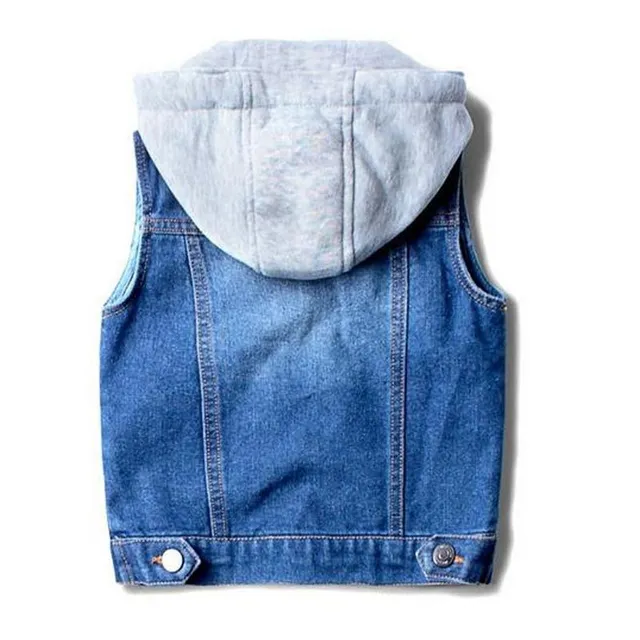 Children's denim vest with hood