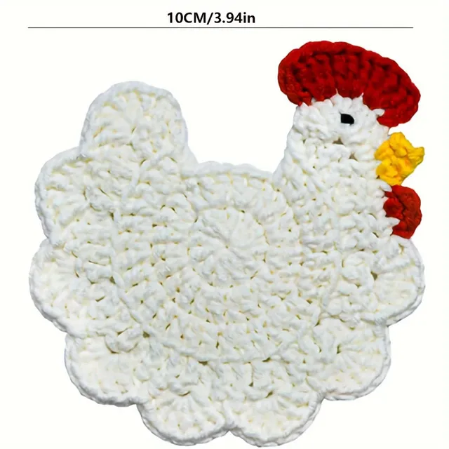 Handmade set of 4 cheerful chicken coasters