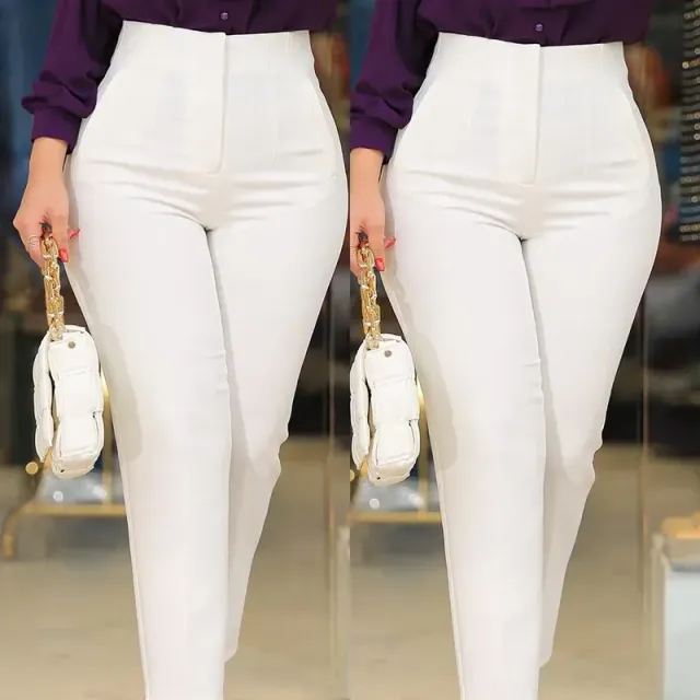 Elegant high-waisted trousers for women, monochrome and suitable for everyday wear