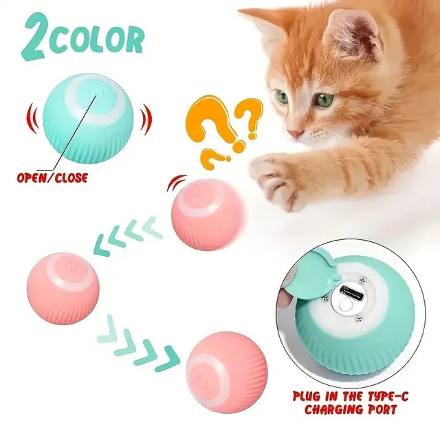 Interactive ball for cats: Self-propelled ball for long moments