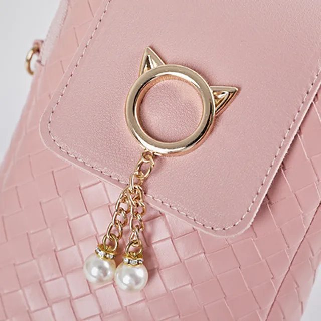 Ladies crossbody bag with cute cat decoration