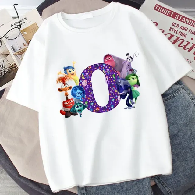 Stylish children's T-shirt printed with letters and characters from the fairy tale Inside Out 2 - Inside Out 2