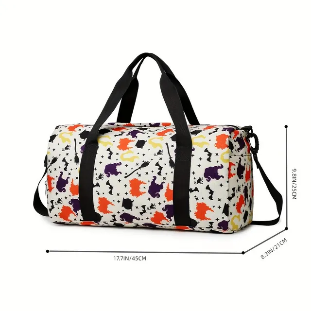 Halloween Ghost Skull Print Travel Bag Duffle Bag, Carry On Great Capacity Crossbody Bag, Portable Sports Bag With Suitcase Sleeve A Department of Shoes