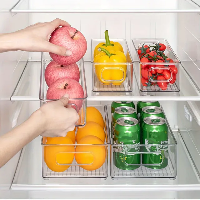 2/4/6pcs Storage boxes for fridge with transparent walls and handles