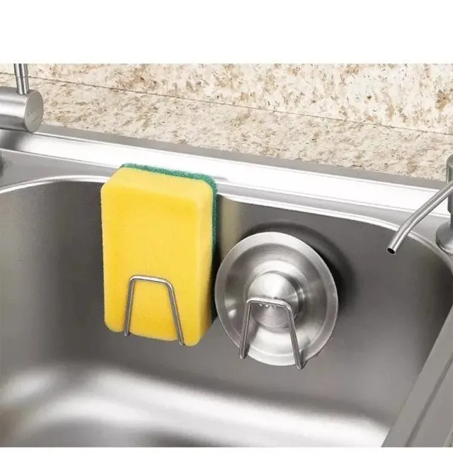 Stainless steel sponge and sink holder © Self-adhesive © Drip dryer © Storage space organizer