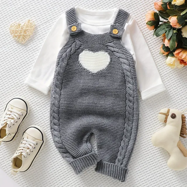 Knitted points for infant boys with a loving jacquard pattern - Soft and comfortable