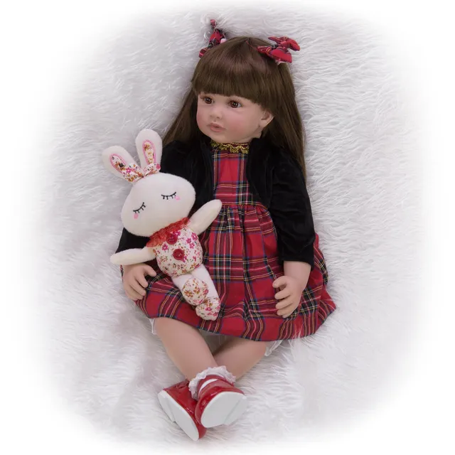 Realistic doll with long hair 60 cm