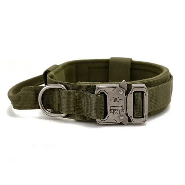 Tactical dog collar with handle for medium and large breeds